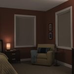 Ombreggiatura completa della camera da letto con tende a rullo