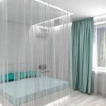 Tende a fili fissate a una cornice flessibile con illuminazione
