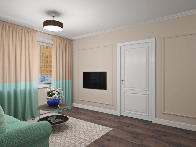Pareti color crema della sala di una casa di campagna