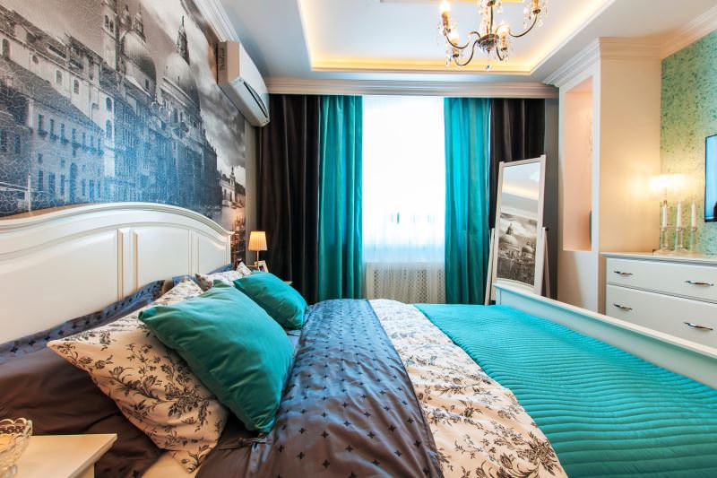 Interno di una camera da letto alla moda per una donna