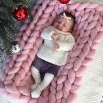 Coperta in maglia grossa rosa baby