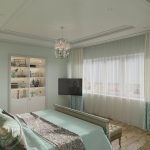 Tende bicolore alla finestra della camera da letto