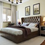 Letto matrimoniale con testiera in pelle