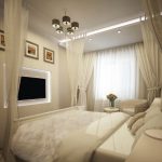 Design per una piccola camera da letto in colori pastello