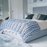 Coperta in lana merino blu per letto matrimoniale