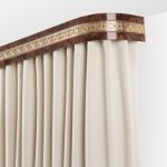 Tenda beige chiaro su cornice con baguette