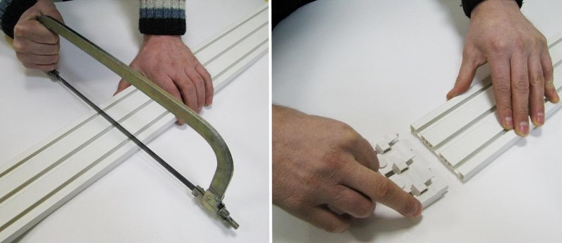 Taglio del binario del soffitto di una cornice in plastica