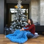 Coperta spessa in lana merino blu