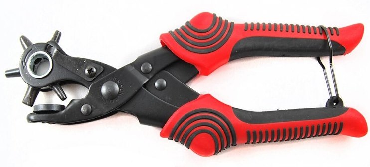 Pinza punzonatrice con manico rosso