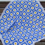 Coperta bianca e blu Margherite