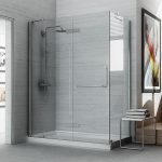 Pareti divisorie in vetro nel bagno con doccia