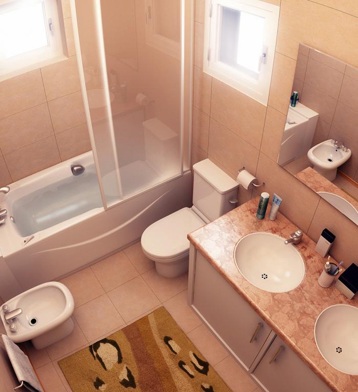 Progetto di un piccolo bagno con tenda