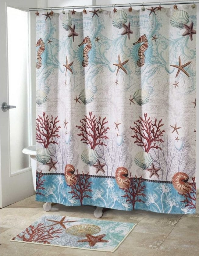 Tenda da bagno con stampa di creature marine