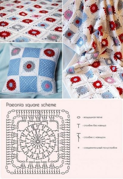 Coperta e cuscino, modello di maglia