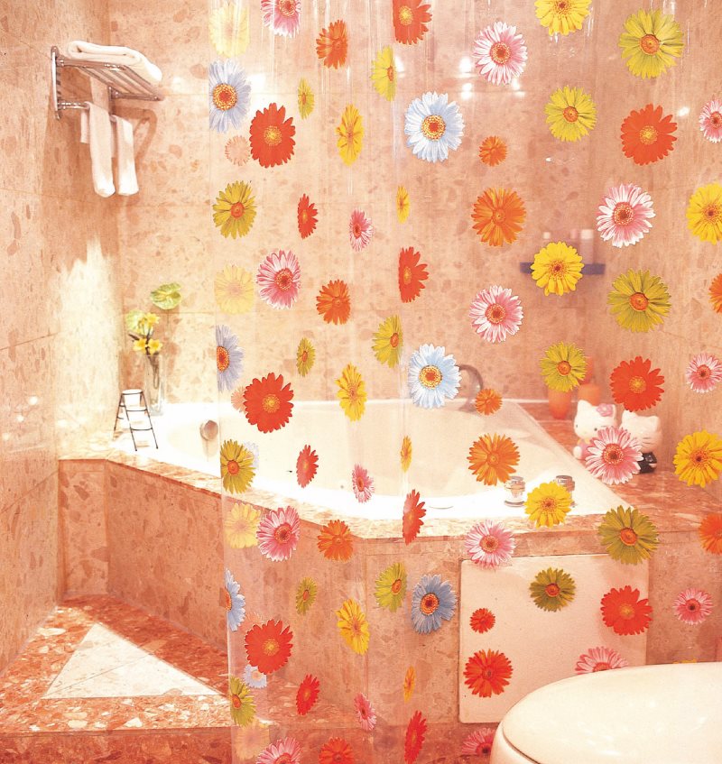 Tenda in polietilene trasparente con fiori