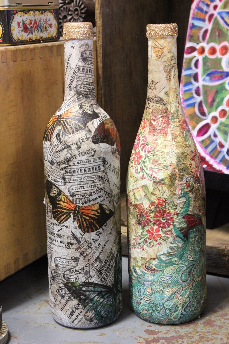 bottiglie di decoupage