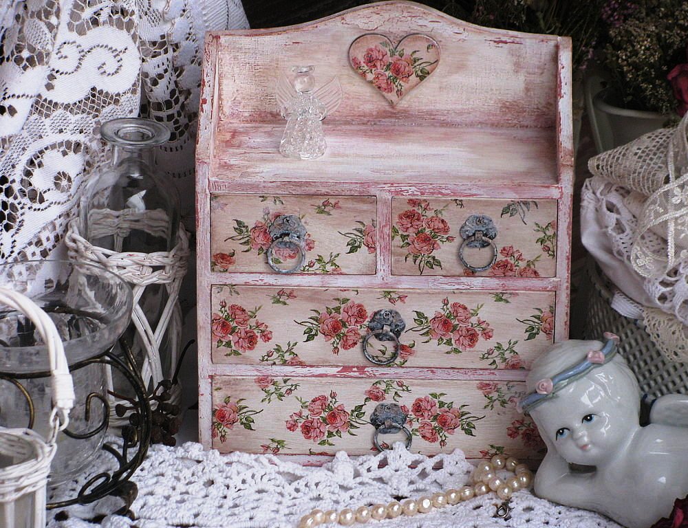 cassettiera decoupage shabby chic