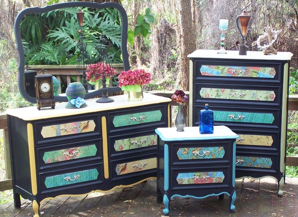 decoupage di cassettiere con enfasi sui cassetti