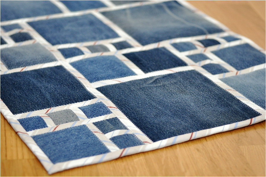 tappeto patchwork in denim