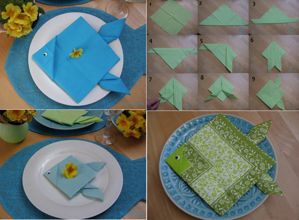 tovagliolo origami a forma di pesce