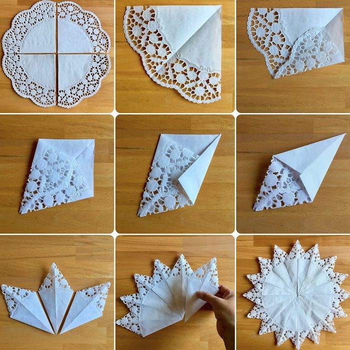 fiocco di neve origami su tovagliolo