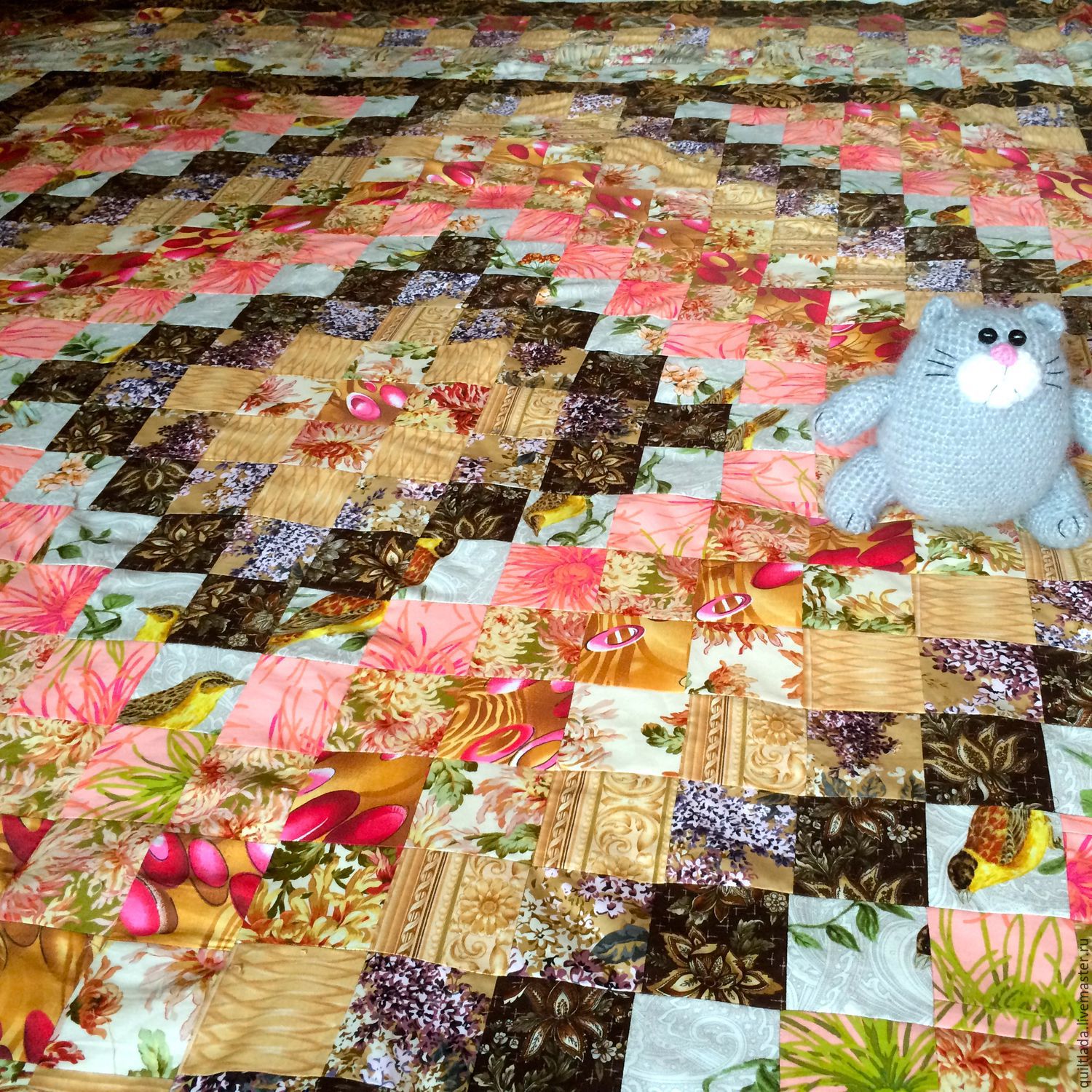coperta patchwork di crisantemi