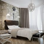 idee di design per tende con carta da parati grigia
