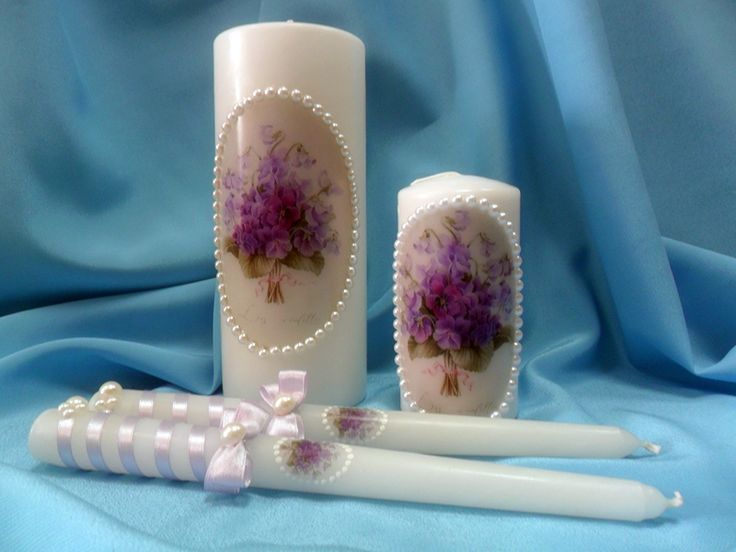 candele da matrimonio decoupage