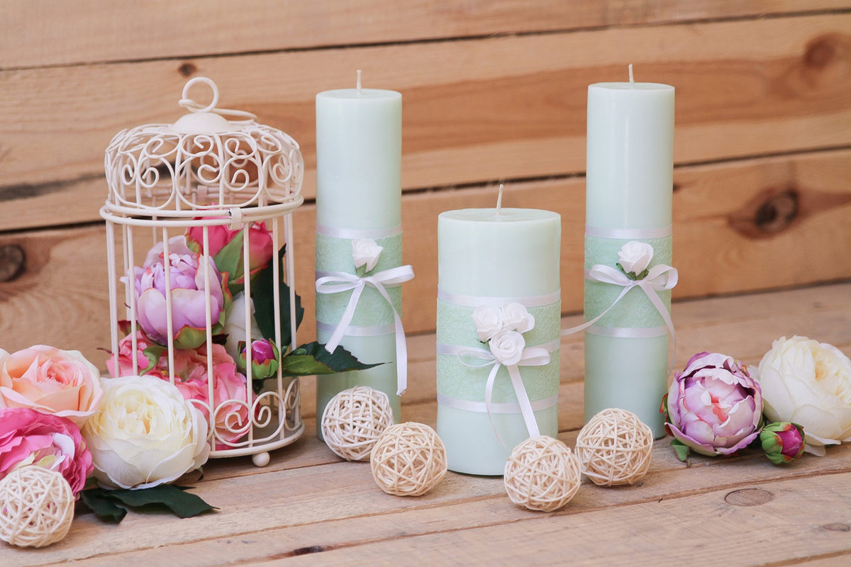 design fotografico di candele nuziali
