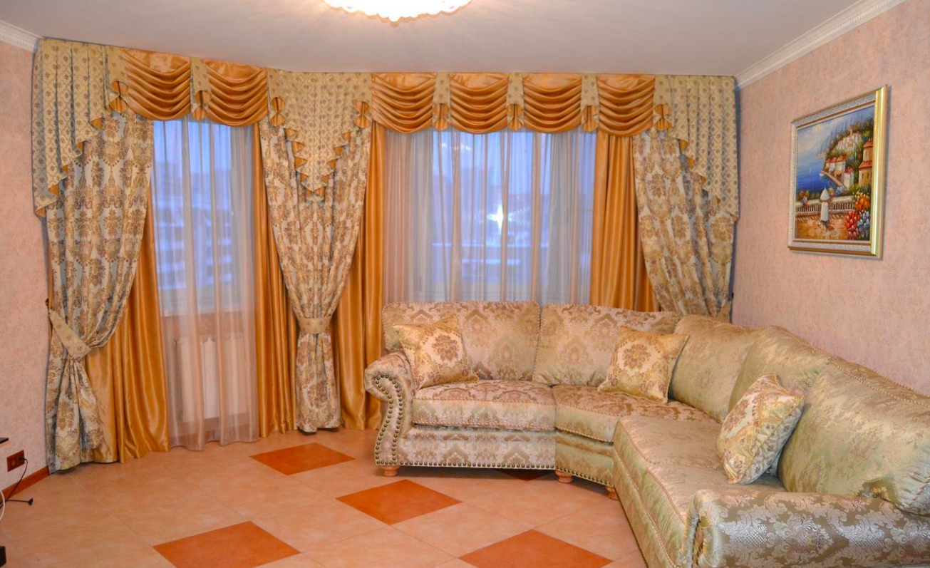 tende jacquard nel soggiorno