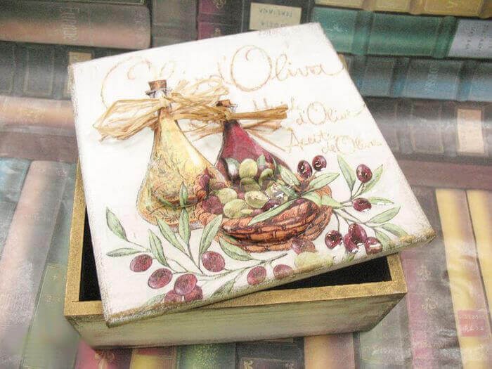 Idee fotografiche per masterclass di scatole decoupage