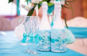 decorazione in pizzo per bottiglia di champagne da matrimonio