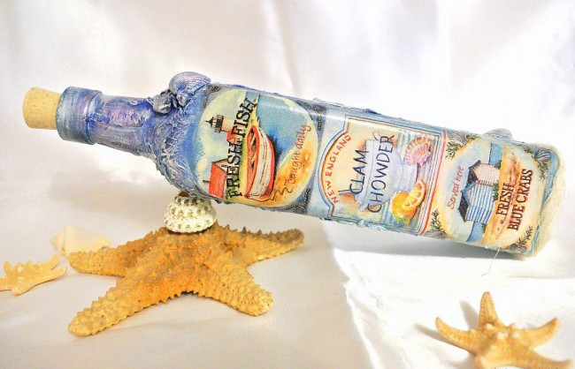 bottiglie decoupage fai da te design foto