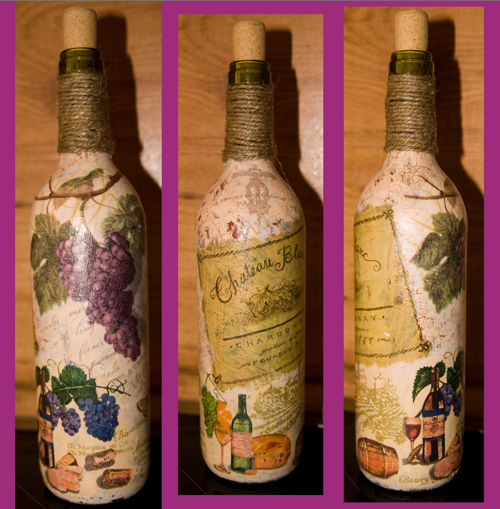 opzioni fotografiche per bottiglie decoupage