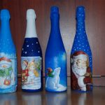idee di design per bottiglie di vino decoupage
