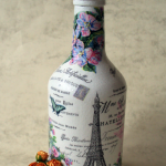 idee per bottiglie di vino decoupage