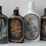 Foto di design fai da te con decoupage di bottiglie di vino