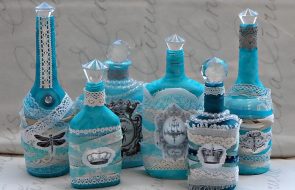 idee di design per bottiglie decoupage