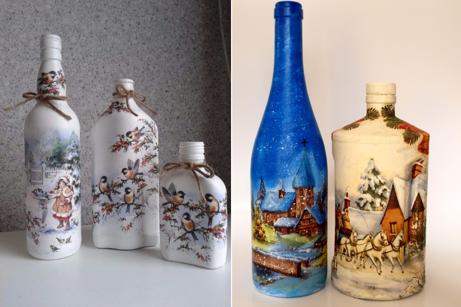 opzioni per bottiglie di decoupage