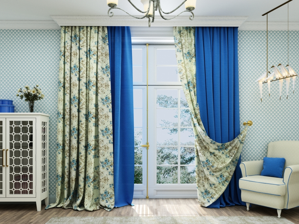 decorazioni fotografiche con tende combinate