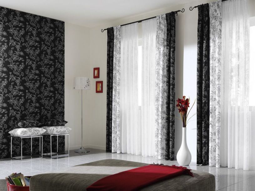 tende con motivo di design d'interni