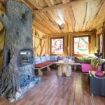 tende in una foto di design di una casa in legno