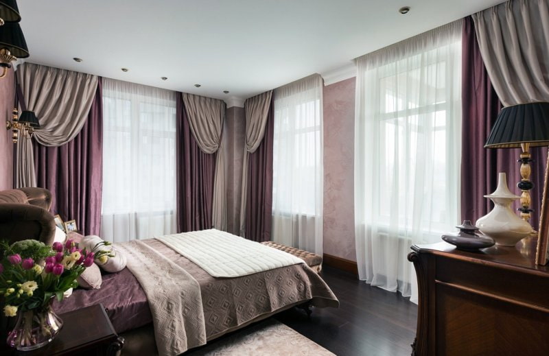 tulle nel design degli interni della camera da letto