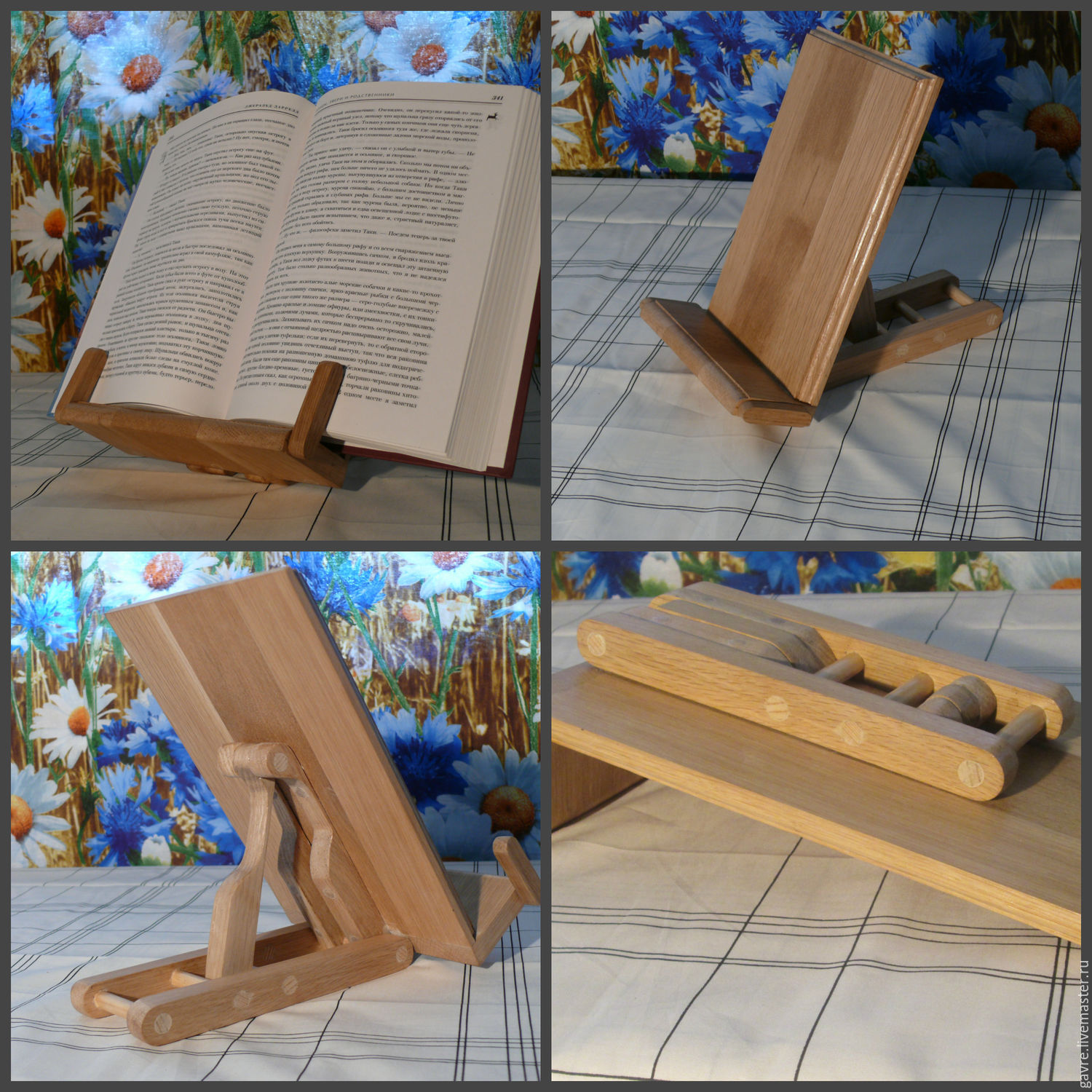 supporto per libri in legno