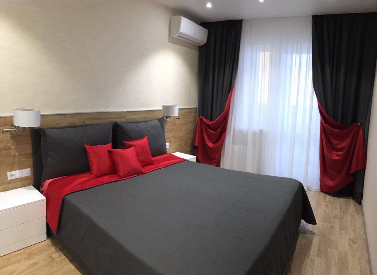 set di tende e copriletti per la decorazione fotografica della camera da letto
