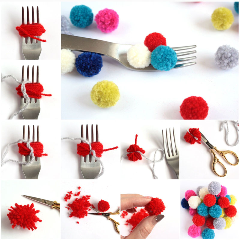 Foto di un tappeto con pompon fai da te