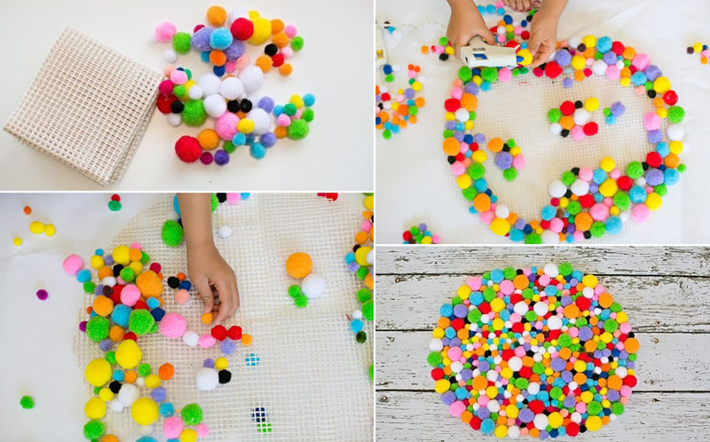 idee di design per tappeti con pompon fai da te
