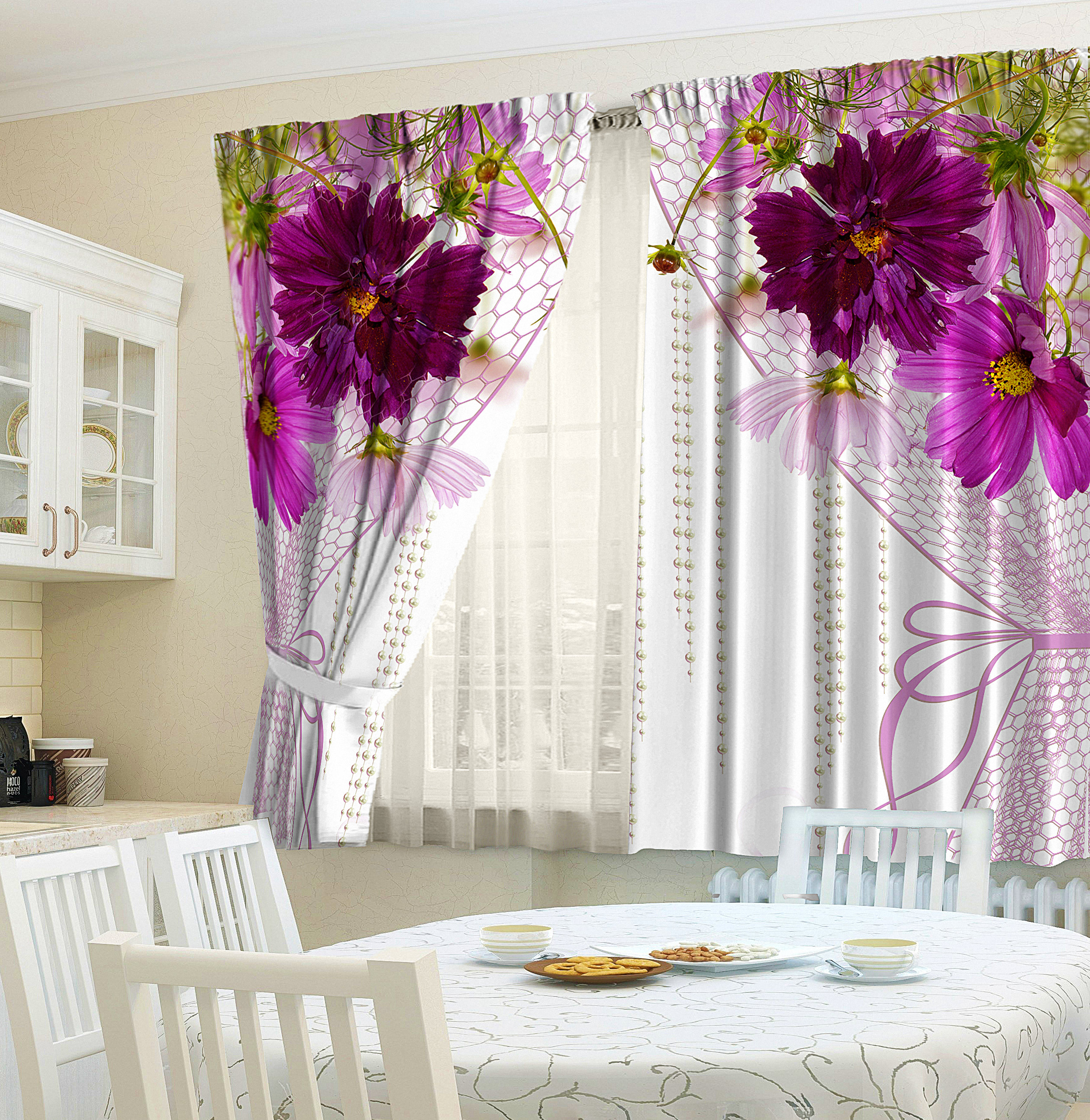 tende da cucina con fiori