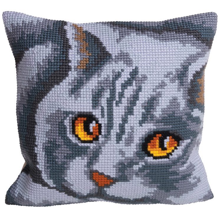 cuscino a punto croce gatto