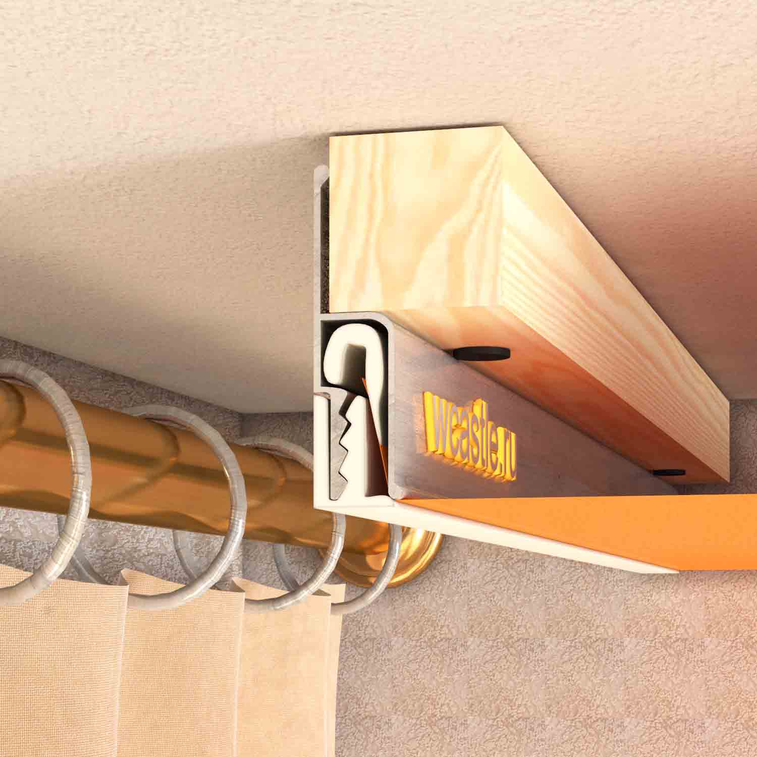 nicchia per tende in un soffitto teso